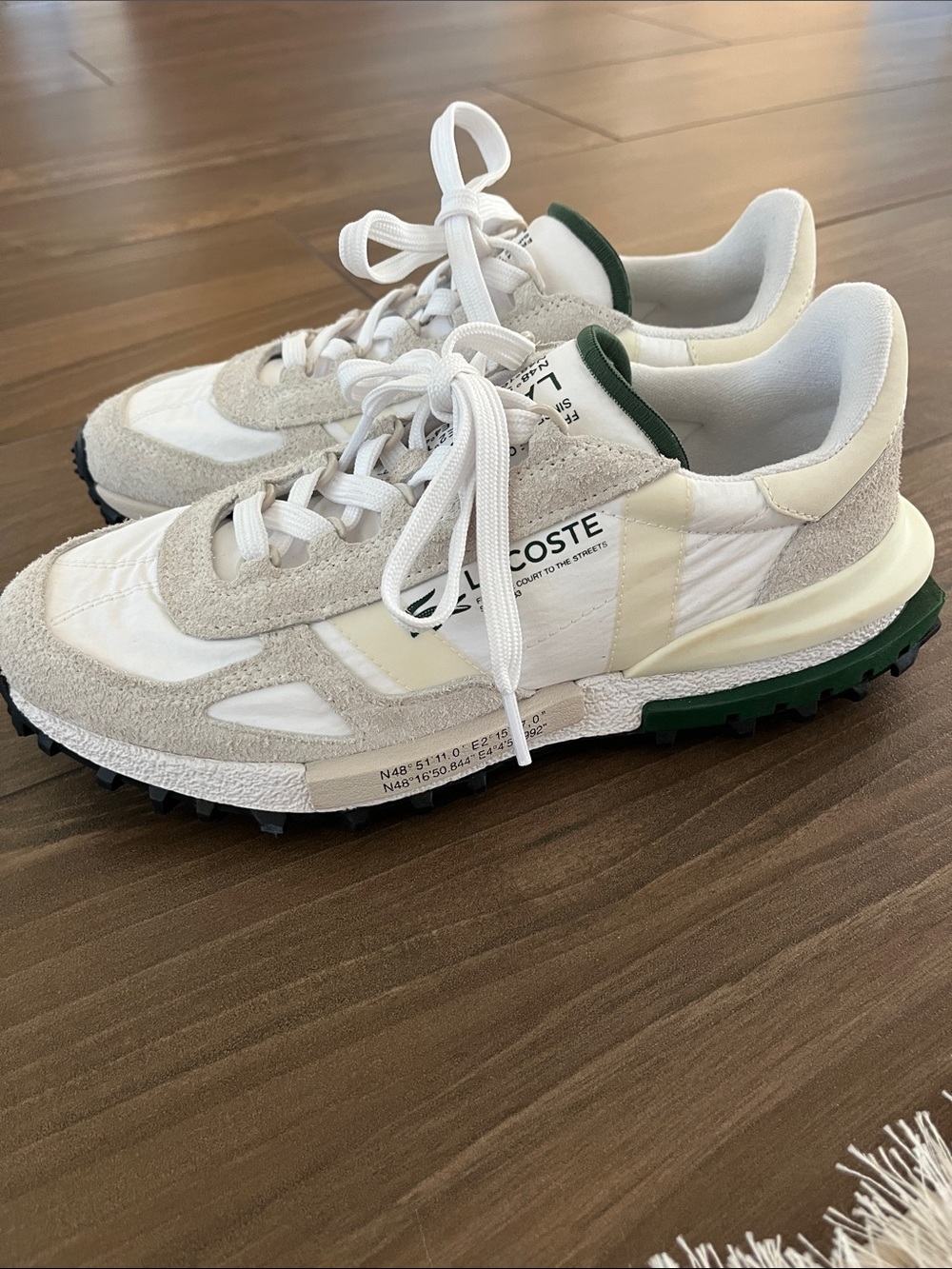 Lacoste White Sneakers with Green Accents
NEW!!! without the tag.